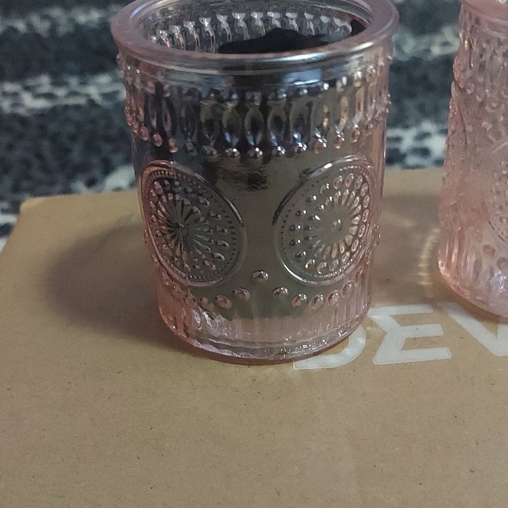 DEVI 8 Pc. Pink Glass Candle Holder , Decor. - Picture 5 of 7